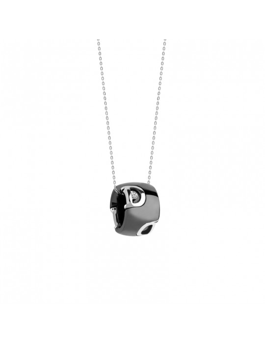 DAMIANI - COLLIERINO DICON IN ORO E CERAMICA NERA