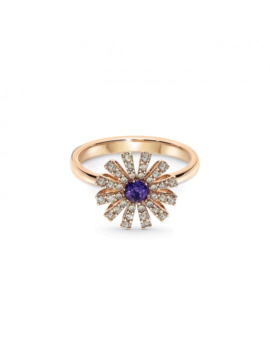 DAMIANI - ANELLO BROWN MARGHERITA CON AMETISTA