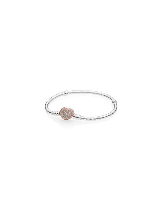PANDORA - BRACCIALE CHIUSURA A CUORE IN PAVÈ ROSÈ