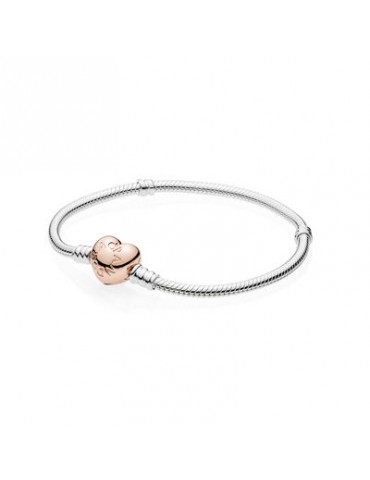 PANDORA - BRACCIALE CON CHIUSURA A CUORE ROSÈ