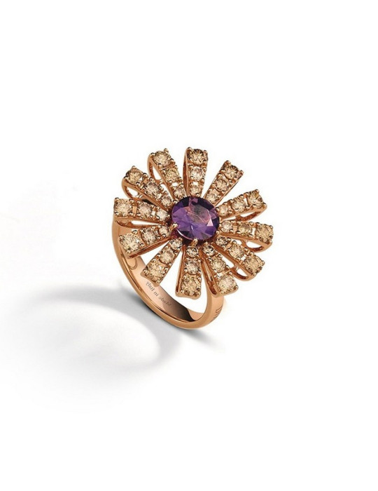 DAMIANI - ANELLO MARGHERITA ORO ROSA E AMETISTA