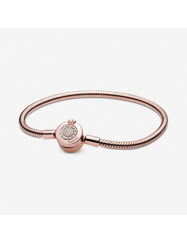 PANDORA - BRACCIALE ROSÈ MAGLIA SNAKE E O CORONATA PANDORA - BRACCIALE ROSÈ MAGLIA SNAKE E O CORONATA