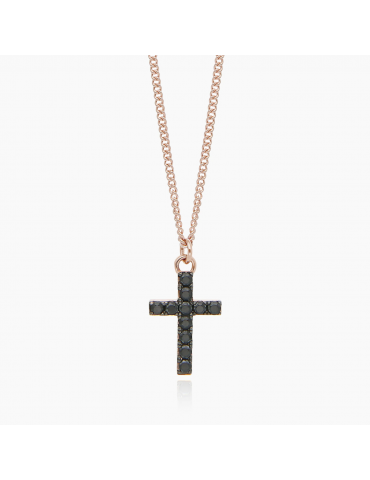 MABINA - COLLANA CON CROCE IN ARGENTO ROSÈ