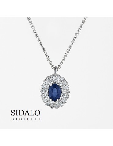 SIDALO - COLLANA IN ORO BIANCO DIAMANTI E ZAFFIRO