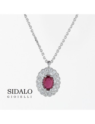 SIDALO - COLLANA IN ORO BIANCO DIAMANTI E RUBINO