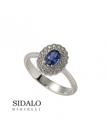 SIDALO - ANELLO IN ORO BIANCO DIAMANTI E ZAFFIRO SIDALO - ANELLO IN ORO BIANCO DIAMANTI E ZAFFIRO