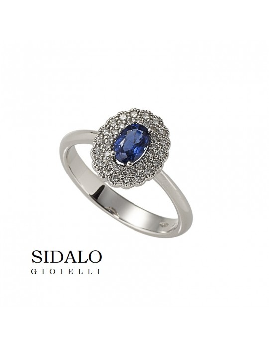 SIDALO - ANELLO IN ORO BIANCO DIAMANTI E ZAFFIRO