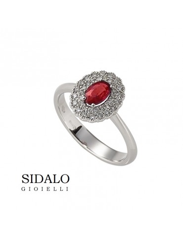 SIDALO - ANELLO IN ORO BIANCO DIAMANTI E RUBINO SIDALO - ANELLO IN ORO BIANCO DIAMANTI E RUBINO