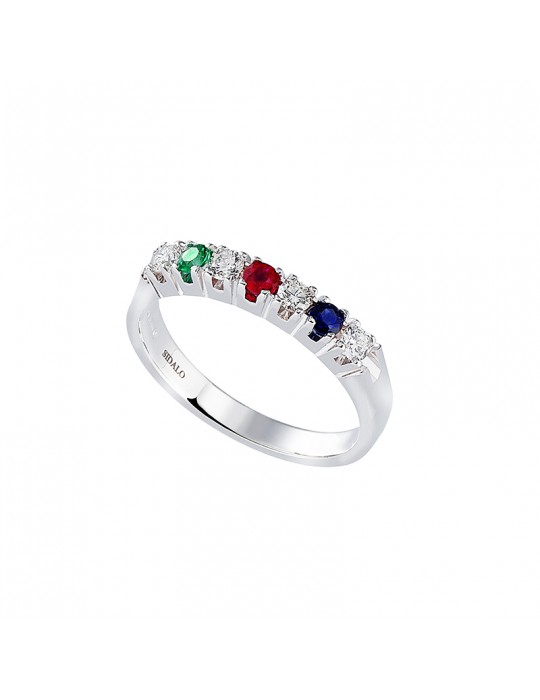 SIDALO - ANELLO VERETTA DIAMANTI E PIETRE COLORE