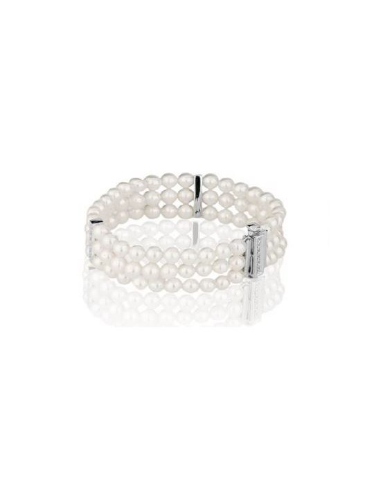 COSCIA - BRACCIALE DI PERLE E DIAMANTI A TRE FILI
