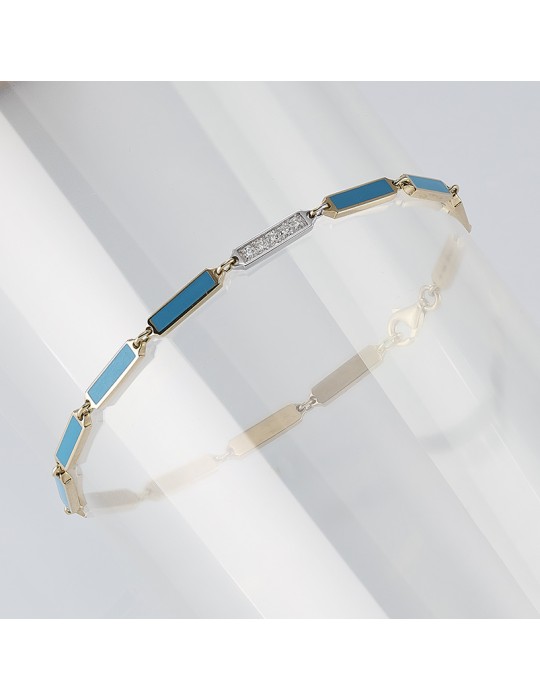SIDALO - BRACCIALE ORO GIALLO E BRILLANTI TURCHESE
