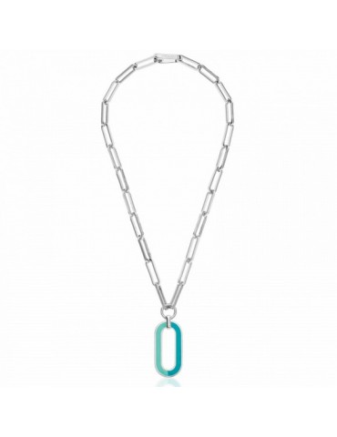 UNOAERRE - COLLANA CON PENDENTE SMALTATO AZZURRO