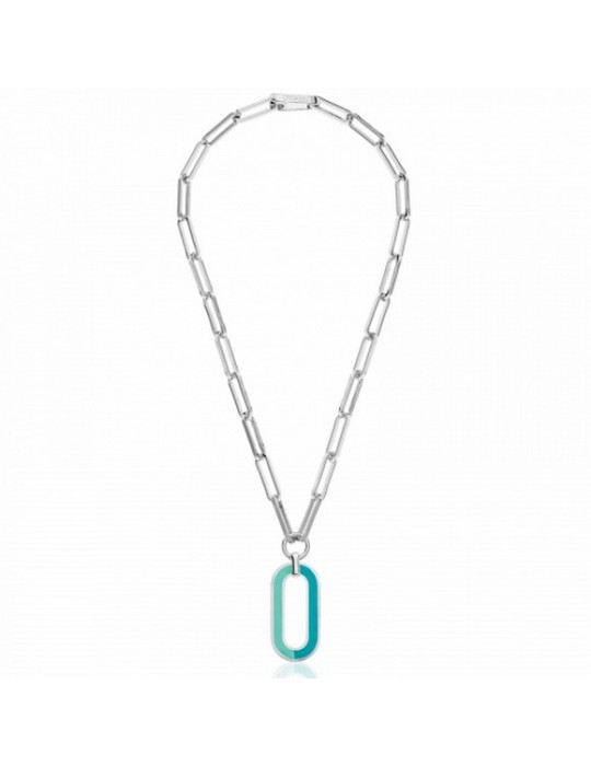 UNOAERRE - COLLANA CON PENDENTE SMALTATO AZZURRO