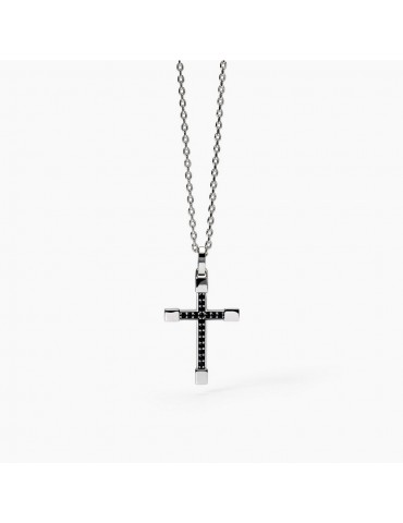 MABINA - COLLANA MYSTICAL CON CROCE ZIRCONI NERI