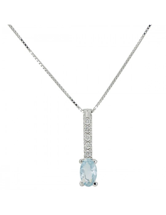 ARTLINEA - COLLANA IN ORO DIAMANTI E ACQUAMARINA