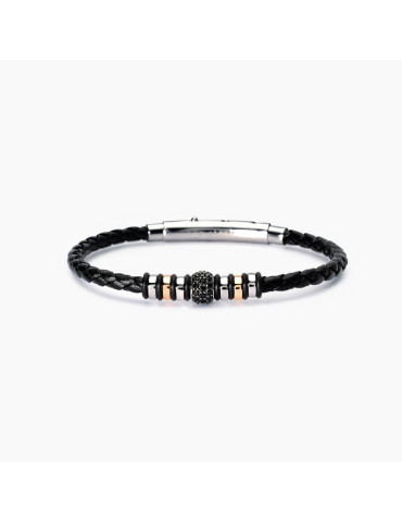 MABINA - BRACCIALE SMARTER IN LAB LEATHER NERO