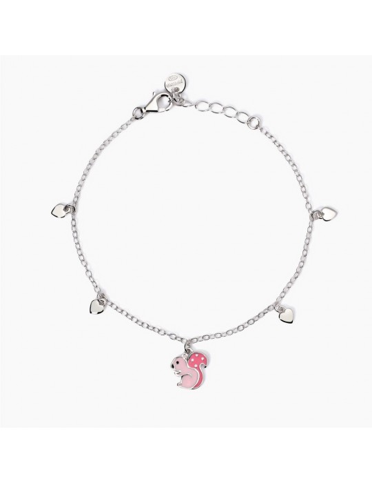 MABINA - BRACCIALE LINO CON SCOIATTOLO ROSA