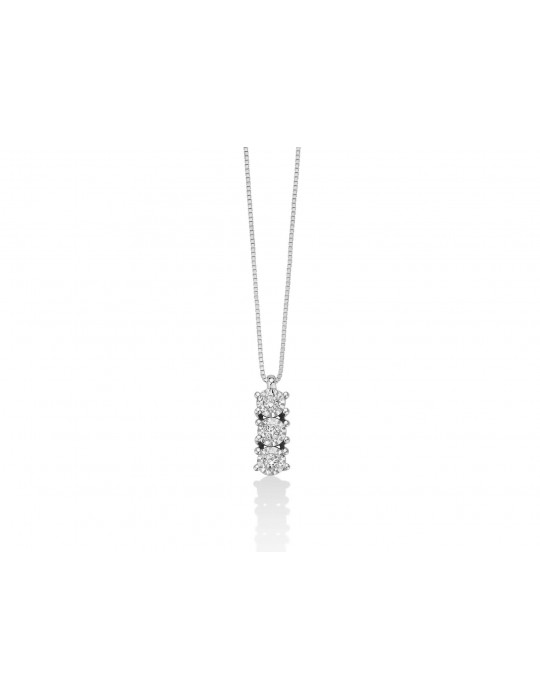 MILUNA - COLLANA ORO BIANCO E TRILOGY DI DIAMANTI