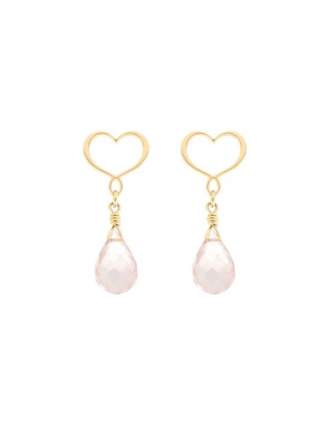 MAMANETSOPHIE - ORECCHINI CUORE QUARZO ROSA
