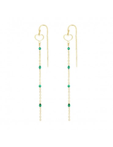 MAMANETSOPHIE - ORECCHINI CUORE AGO SMALTO VERDE