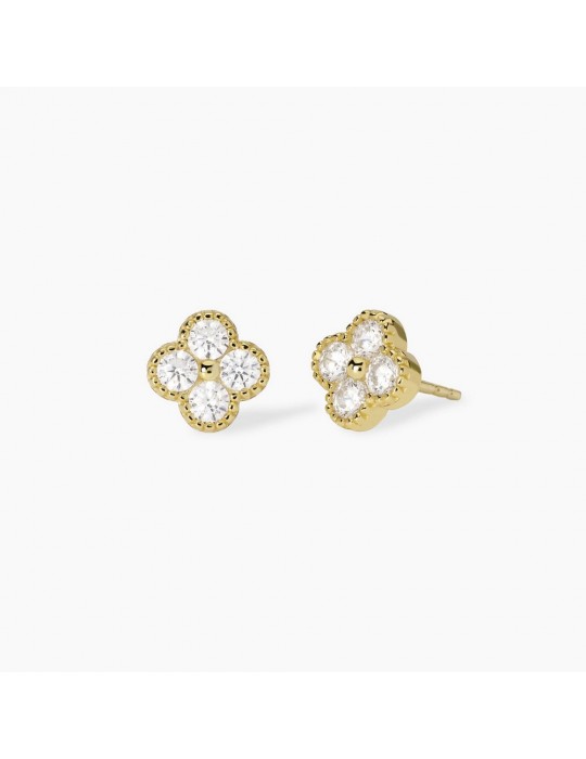 MABINA - ORECCHINI JASMINE GOLD CON FIORE BIANCO
