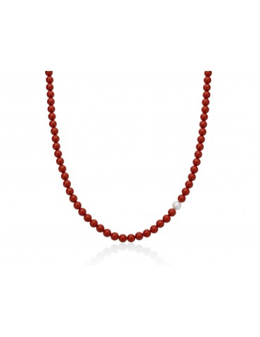 MILUNA - COLLANA TERRA E MARE COLOR CORALLO ROSSO