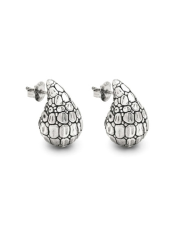 RASPINI - ORECCHINI GOCCIA CROCO PICCOLI SILVER