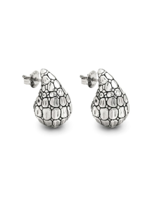RASPINI - ORECCHINI GOCCIA CROCO PICCOLI SILVER