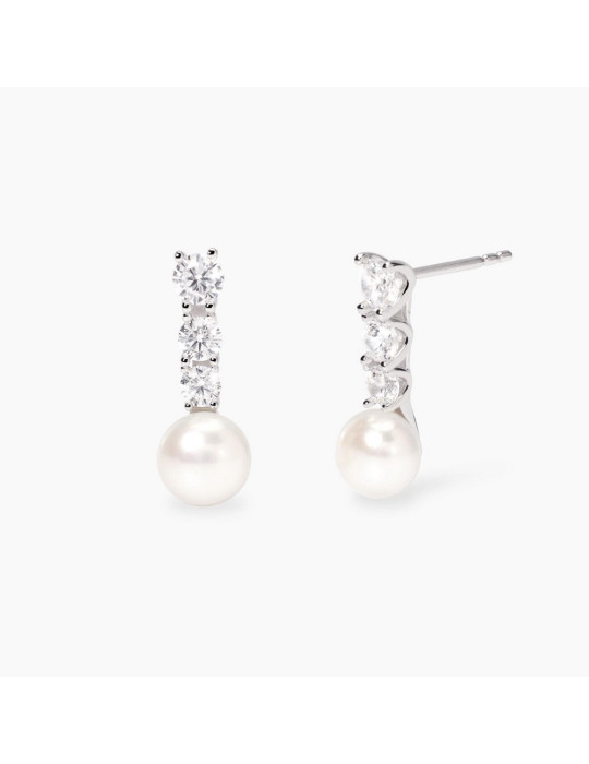 MABINA - ORECCHINI JULIETTE CON ZIRCONI E PERLE