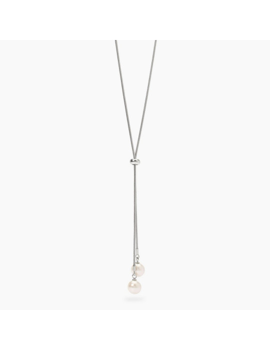 KIDULT - COLLANA CATENA SNAKE CON PERLE SILVER