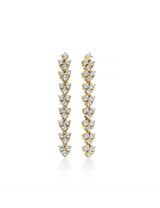 MILUNA - ORECCHINI PENDENTI UNICA NEVE GOLD