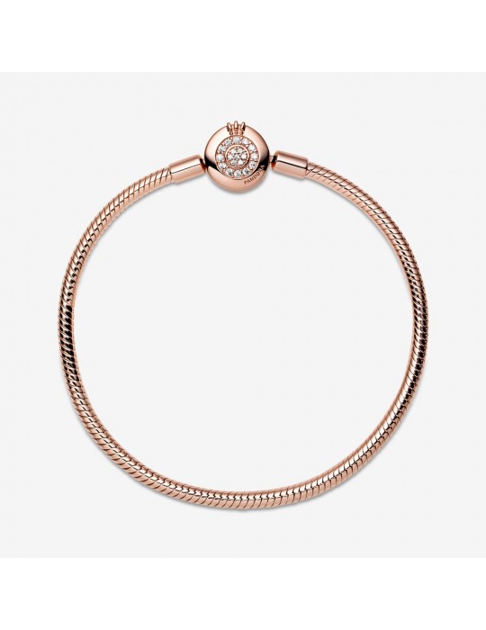 PANDORA - BRACCIALE ROSÈ MAGLIA SNAKE E O CORONATA