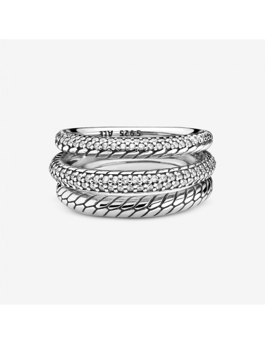 PANDORA - ANELLO A TRIPLA FASCIA CON MAGLIA SNAKE