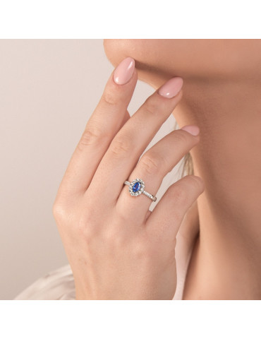 MIRCO VISCONTI - ANELLO ORO  DIAMANTI E ZAFFIRO