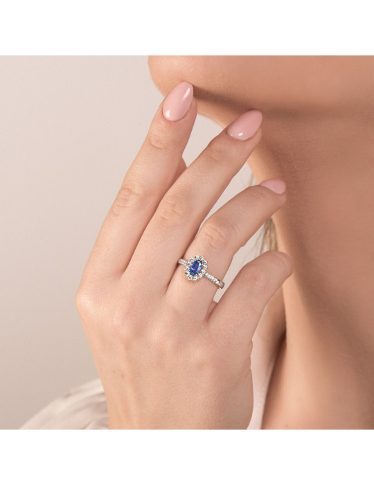 MIRCO VISCONTI - ANELLO ORO  DIAMANTI E ZAFFIRO