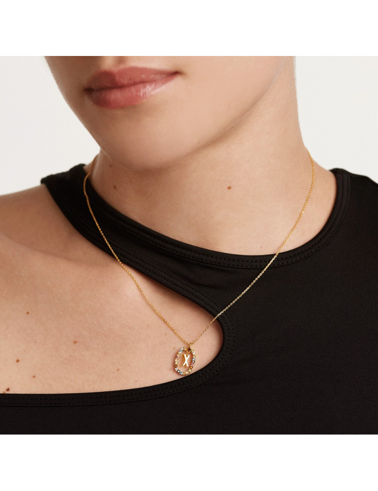 Collana Lettera X - Argento Sterling 925 Placcato in Oro 18 carati
