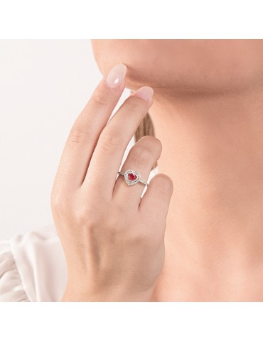 MIRCO VISCONTI - ANELLO CUORE DIAMANTI E RUBINO