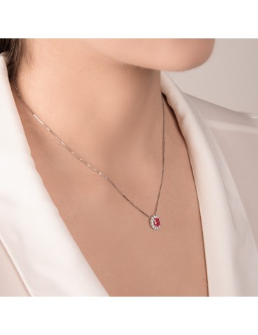 MIRCO VISCONTI - COLLANA ORO DAMANTI RUBINO OVALE