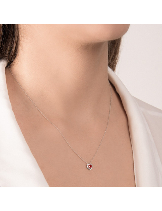 MIRCO VISCONTI - COLLANA CUORE DIAMANTI E RUBINO