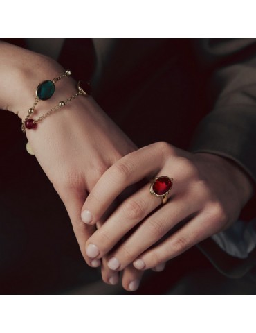 UNOAERRE - ANELLO JAIPUR CON PIETRA ROSSA - 2272