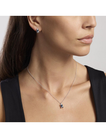 MABINA - COLLANA BATTITO CON ACQUAMARINA SINTETICA