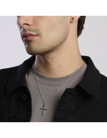 MABINA - COLLANA MYSTICAL CON CROCE ZIRCONI NERI