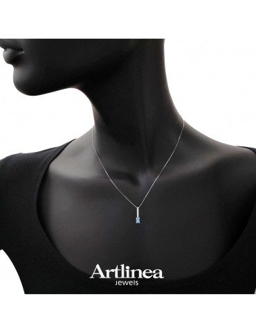 ARTLINEA - COLLANA IN ORO DIAMANTI E ACQUAMARINA