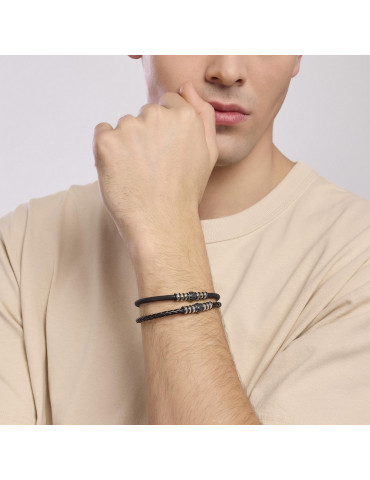 MABINA - BRACCIALE SMARTER IN LAB LEATHER NERO