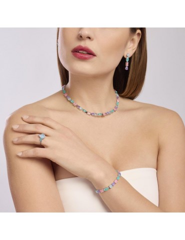 MABINA - COLLANA SANTORINI MULTICOLOR SILVER