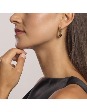 MABINA - ORECCHINI RETTANGOLARI FLUIDO GOLD