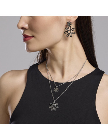 KIDULT - ORECCHINI PENDENTI STYLE 16 FIORE SILVER