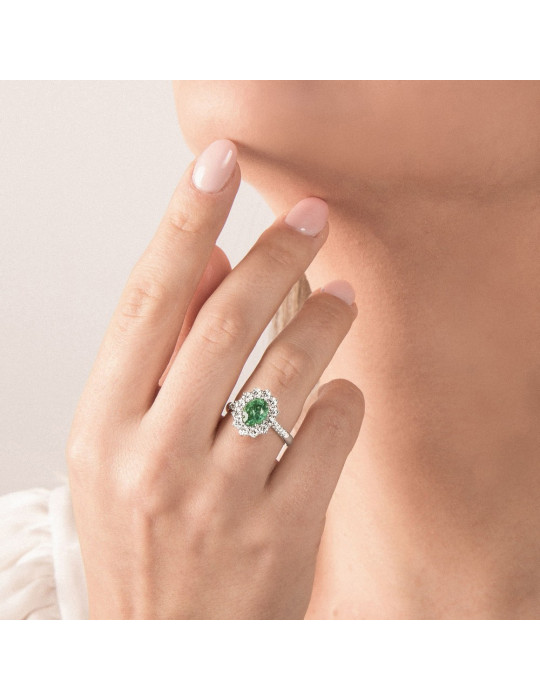 MIRCO VISCONTI - ANELLO ORO  DIAMANTI E SMERALDO