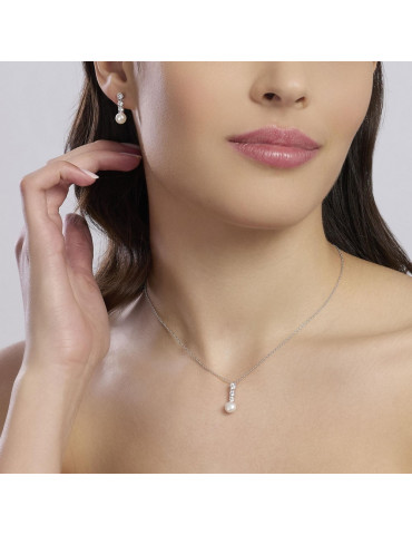 MABINA - COLLANA JULIETTE CON ZIRCONI E PERLA