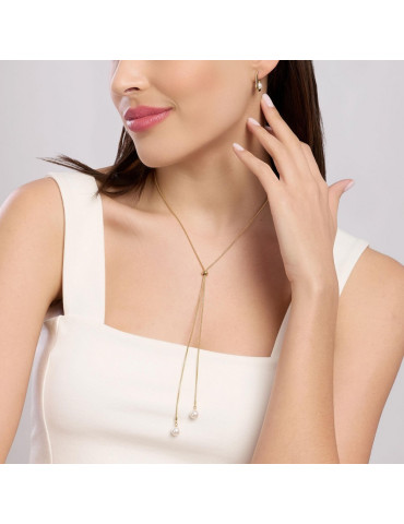 KIDULT - COLLANA CATENA SNAKE CON PERLE GOLD